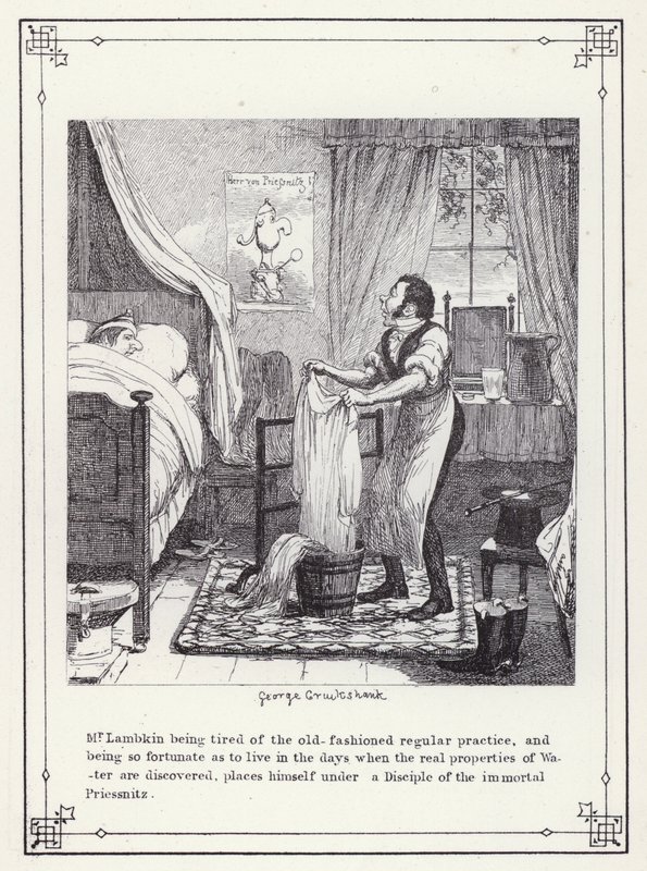 رسم توضيحي لكتاب البكالوريوس الخاص ، أو تقدم السيد لامبكين (جنت) (نقش) بواسطة جورج كروكشانك