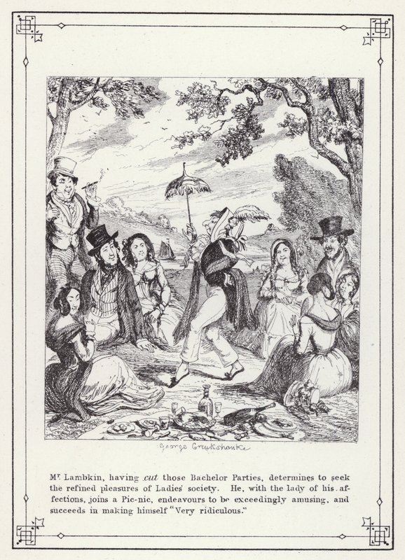 رسم توضيحي لكتاب البكالوريوس الخاص ، أو تقدم السيد لامبكين (جنت) (نقش) بواسطة جورج كروكشانك