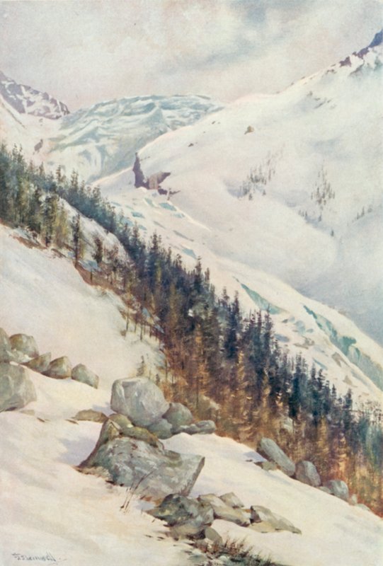 The Glacier of Argentiere في الشتاء (لون ليثو) بواسطة جورج جاكسون فليمويل