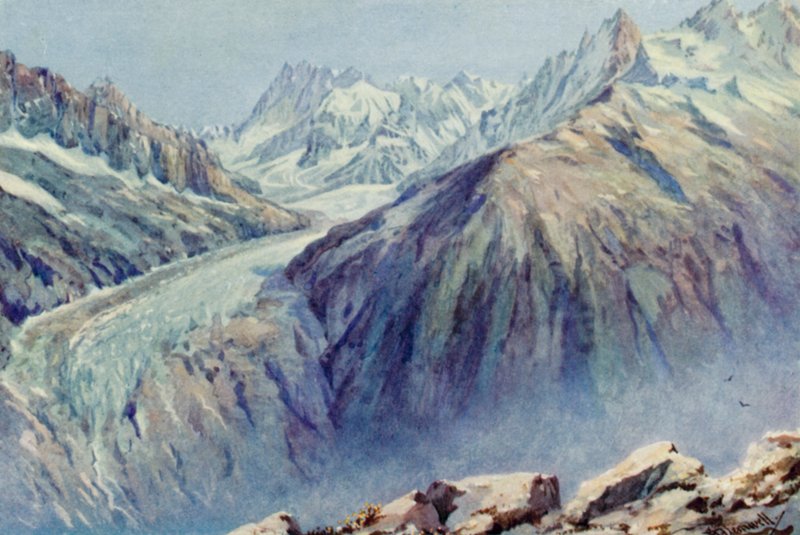 The Mer De Glace من La Flegere (لون ليثو) بواسطة جورج جاكسون فليمويل