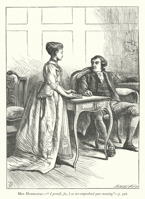رسم توضيحي لـ She Stoops to Conquer (نقش) بواسطة جورج جون بينويل