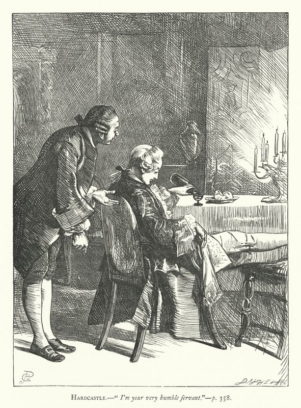 رسم توضيحي لـ She Stoops to Conquer (نقش) بواسطة جورج جون بينويل