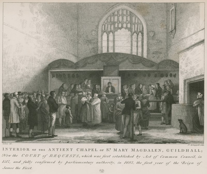 Interior of the ancient chapel of St Mary Magdelene, Guildhall (engraving) بواسطة جورج جونز