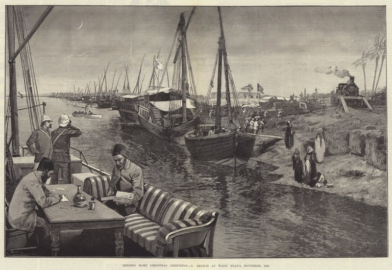 إرسال منزل تحيات عيد الميلاد ، رسم تخطيطي في وادي حلفا ، نوفمبر 1884 بواسطة جورج ل. سيمور