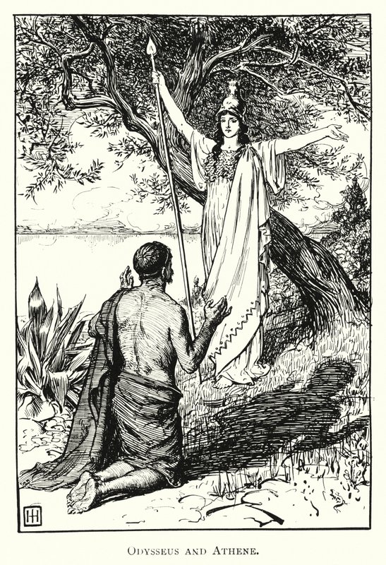 Odyssey: Odysseus and Athene (engraving) بواسطة جورج بيرسي جاكوم هود