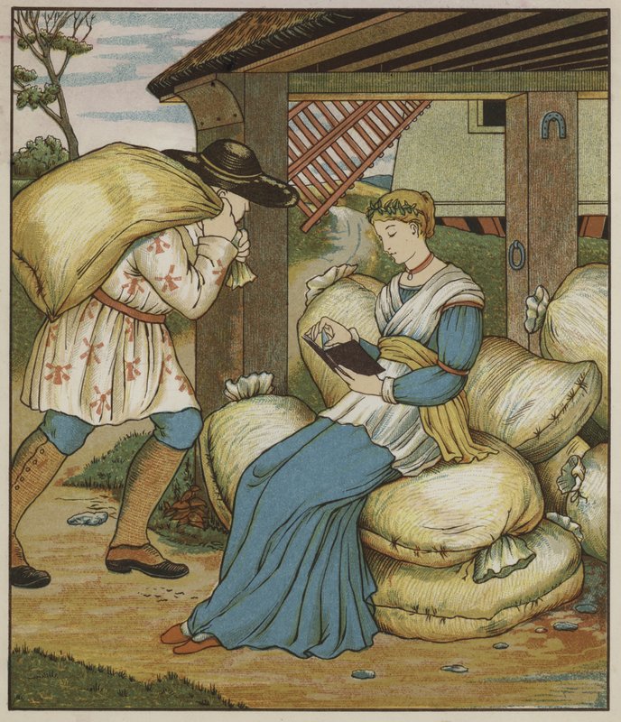 رسم توضيحي لـ Rumpelstiltskin بواسطة The Brothers Grimm بواسطة جورج ر. هالكيت