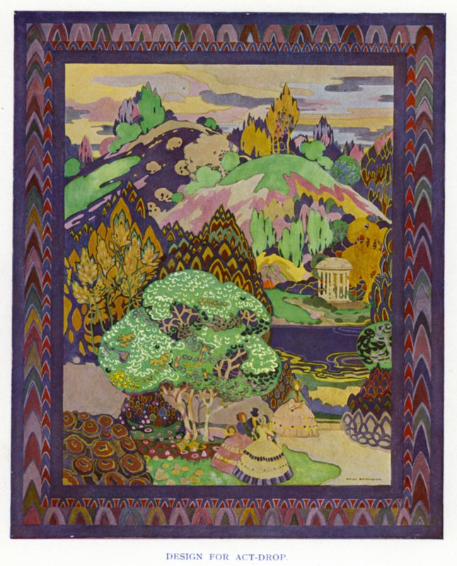 The Duenna by Sheridan: Design for Act-Drop (colour litho) بواسطة جورج شيرينغهام