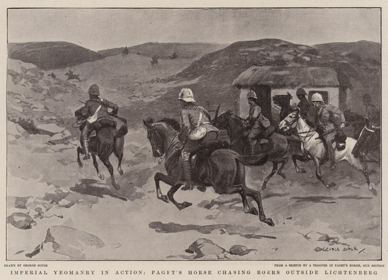 الإمبراطورية Yeomanry في العمل ، Paget&39;s Horse يطارد Boers خارج Lichtenberg بواسطة جورج صوبر