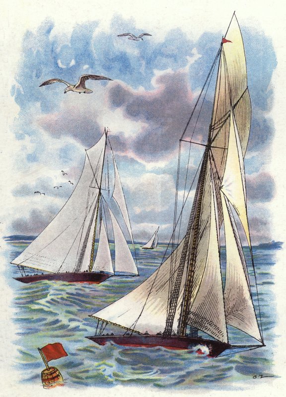 A Yacht Race (colour litho) بواسطة جورج واشنطن لامبرت