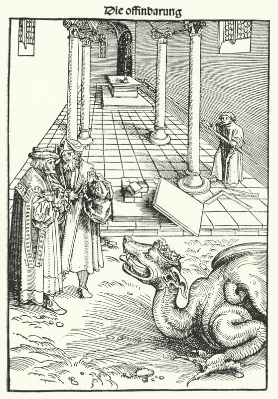 صفحة من الطبعة الأولى من العهد الجديد لوثرز نشرت في Wittenberg في سبتمبر 1522 بواسطة المدرسة الألمانية