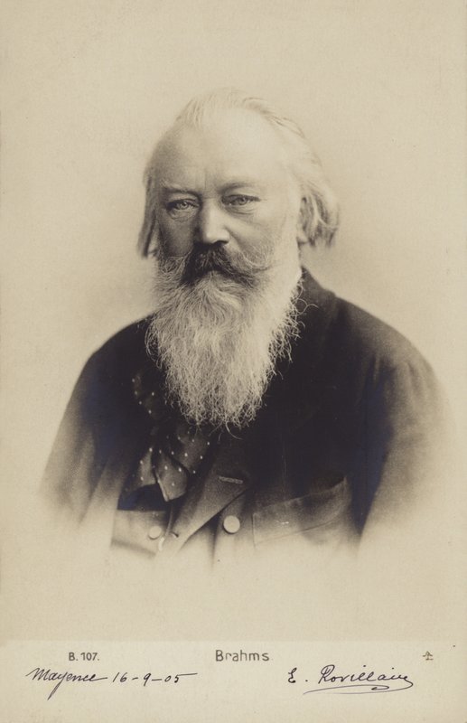 يوهانس برامز، مؤلف موسيقي وعازف بيانو ألماني (1833-1897) (صورة فوتوغرافية بالأبيض والأسود) بواسطة مصور ألماني