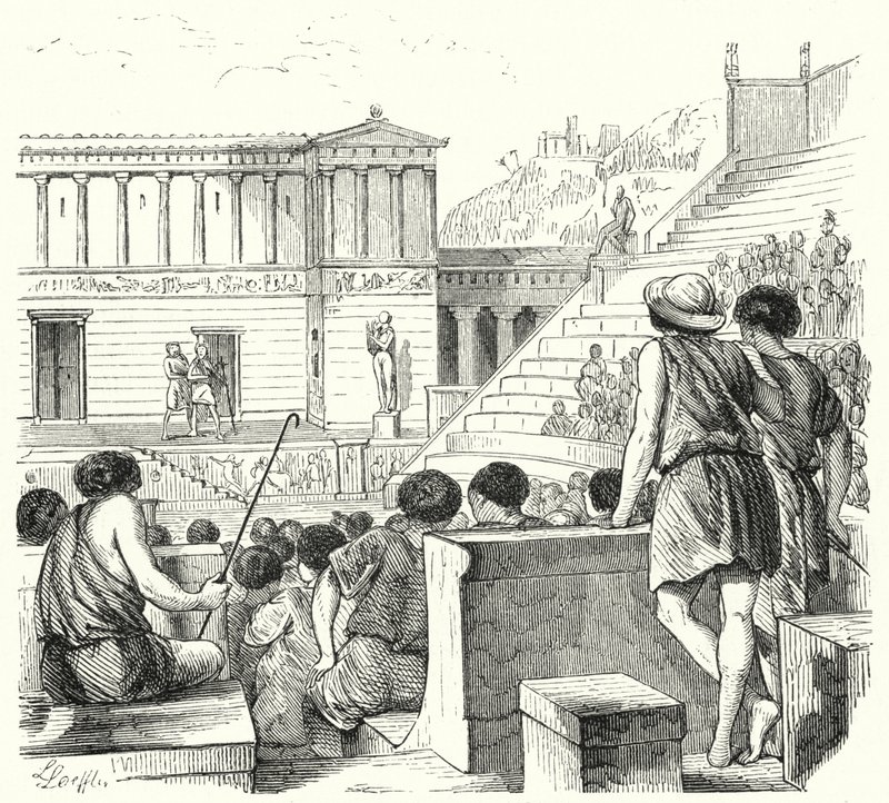 Ancient Greek theatre (engraving) بواسطة المدرسة الألمانية