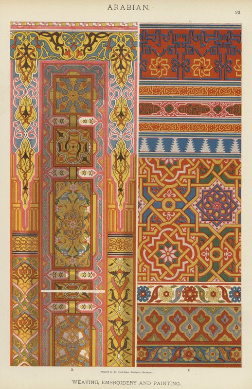 العربية للنسيج والتطريز والرسم (لون ليثو) بواسطة المدرسة الألمانية