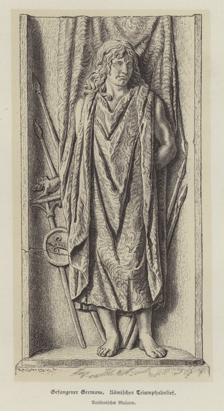 Captured Germanic warrior (engraving) بواسطة المدرسة الألمانية