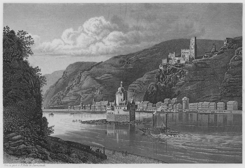 Caub und die Pfalz (نقش) بواسطة المدرسة الألمانية