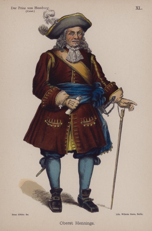 العقيد هينينغز ، من Der Prinz von Homburg (أمير Homburg) بواسطة Heinrich von Kleist (color litho) بواسطة المدرسة الألمانية