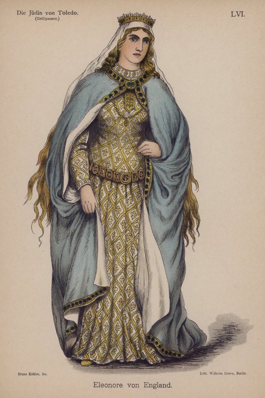 إليانور من إنجلترا ، من Die Judin von Toledo (The Jewess of Toledo) بواسطة Franz Grillparzer (color litho) بواسطة المدرسة الألمانية
