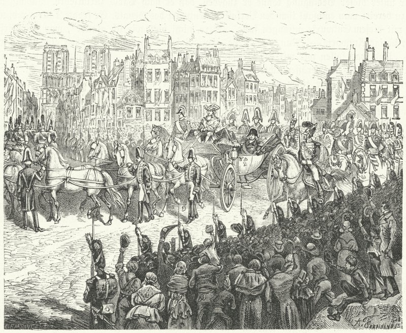 دخول الملك لويس الثامن عشر إلى باريس ، 1814 بواسطة المدرسة الألمانية