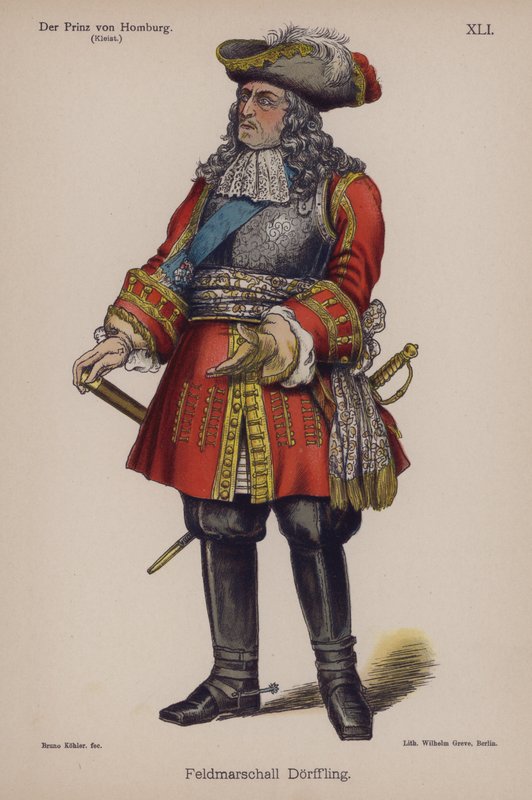 المشير الميداني ، من Der Prinz von Homburg (أمير Homburg) بواسطة Heinrich von Kleist (color litho) بواسطة المدرسة الألمانية