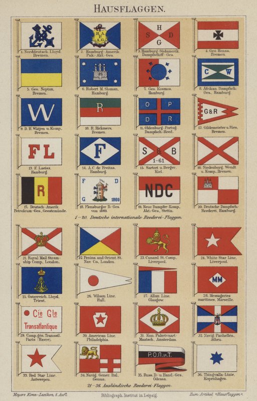 Flags of shipping lines and companies (colour litho) بواسطة المدرسة الألمانية