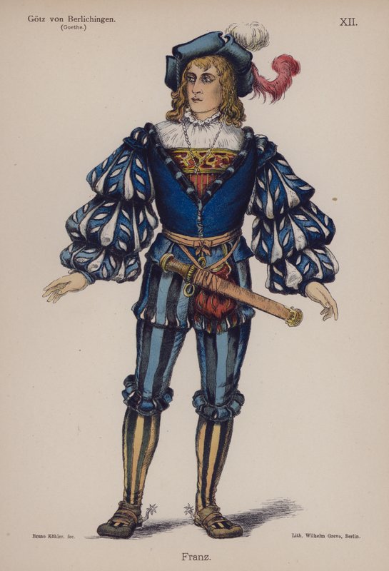 Franz, from Gotz von Berlichingen by Goethe (colour litho) بواسطة المدرسة الألمانية