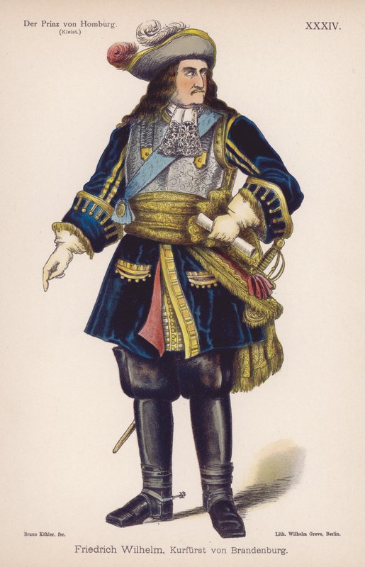 فريدريك فيلهلم ، دوق براندنبورغ ، من Der Prinz von Homburg (أمير Homburg) بواسطة Heinrich von Kleist (color litho) بواسطة المدرسة الألمانية