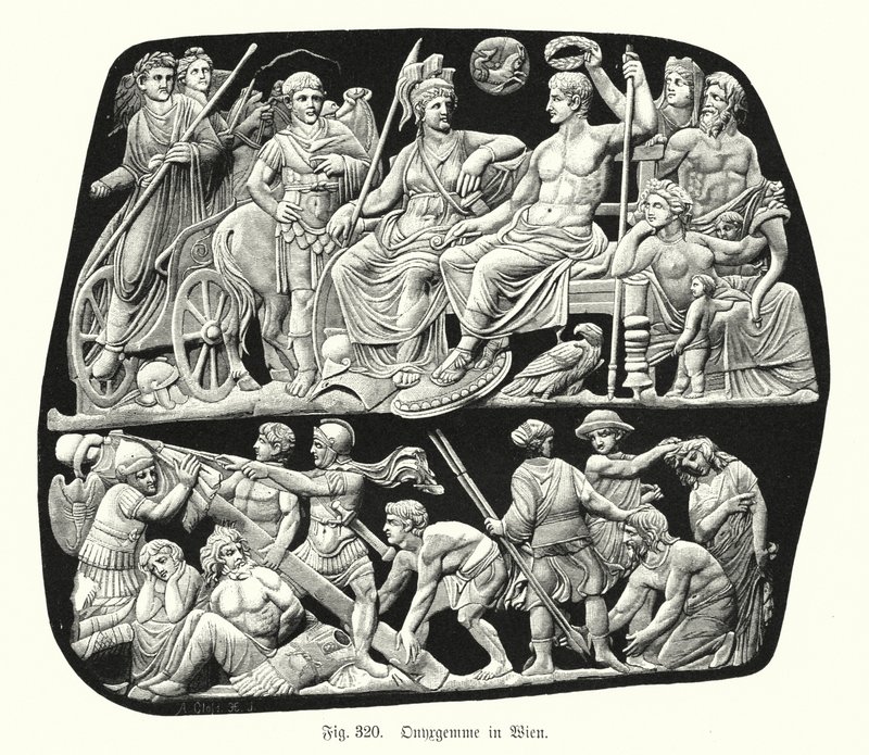 Gemma Augustea, ancient Roman onyx relief cameo engraved gem (engraving) بواسطة المدرسة الألمانية