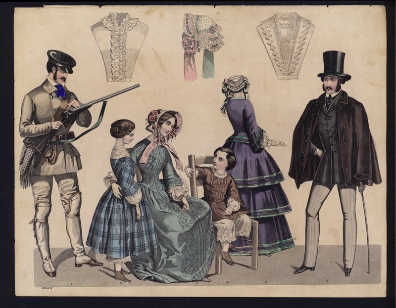 German fashion plate, mid 19th century (coloured engraving) بواسطة المدرسة الألمانية