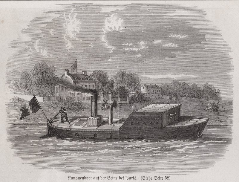 Gunboat on the River Seine during the Siege of Paris, Franco-Prussian War بواسطة المدرسة الألمانية