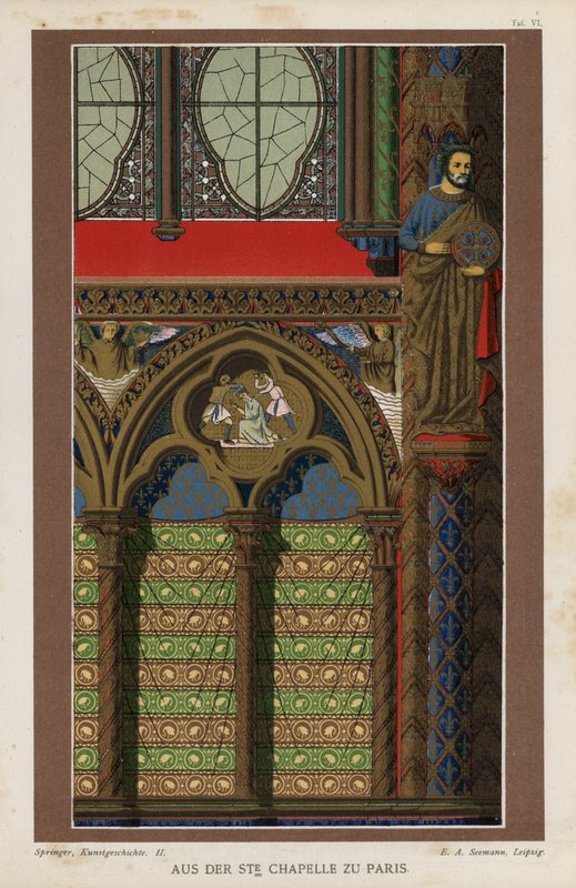 التفاصيل الداخلية من Sainte-Chapelle ، باريس ، فرنسا (لون ليثو) بواسطة المدرسة الألمانية