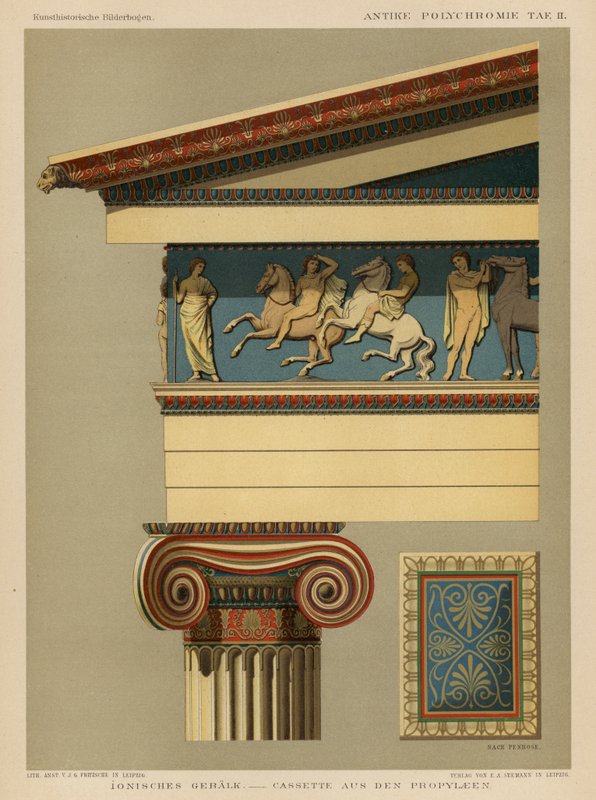 entablature الأيونية (لون litho) بواسطة المدرسة الألمانية