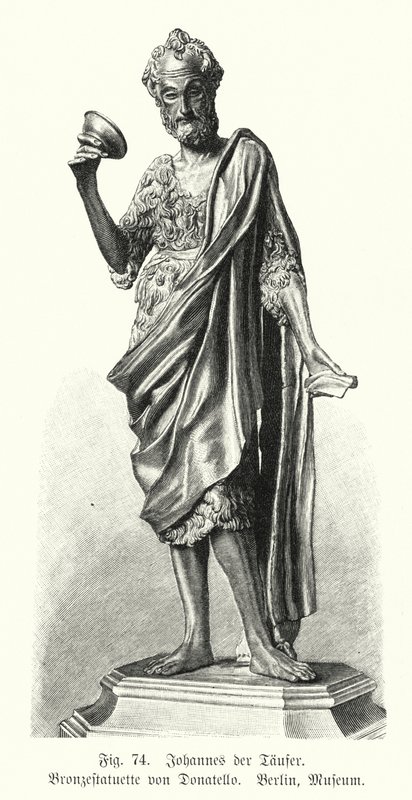John the Baptist, bronze statue by Donatello (engraving) بواسطة المدرسة الألمانية