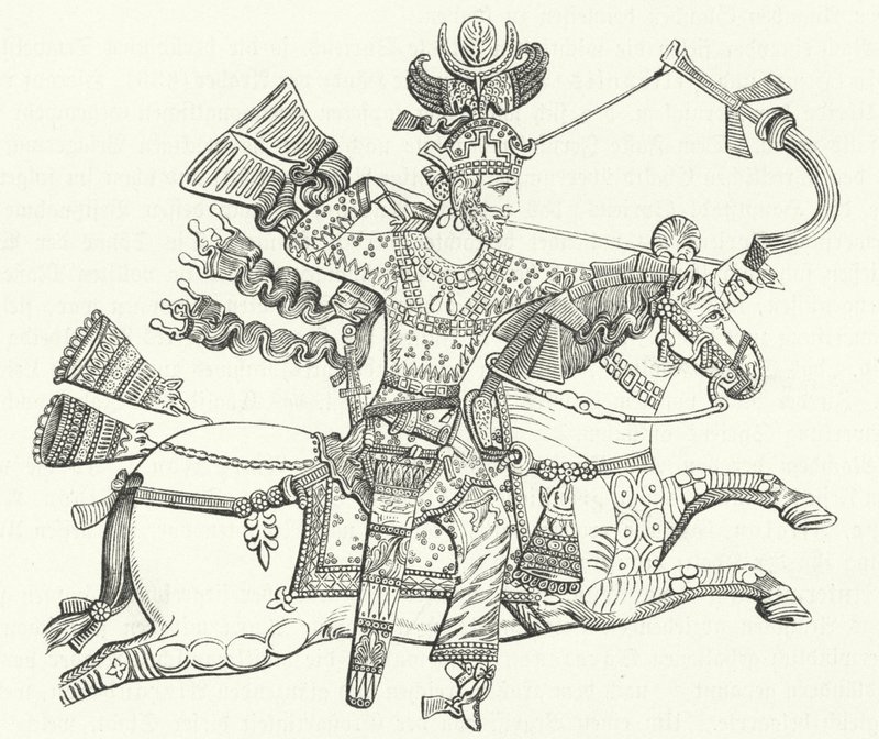 King Peroz I of Persia on horseback (engraving) بواسطة المدرسة الألمانية
