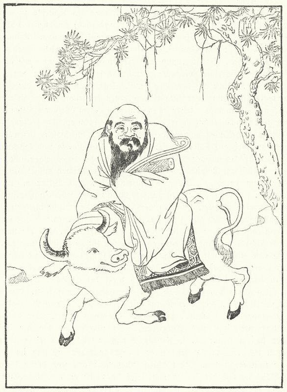 Laozi, ancient Chinese Philosopher, on a water buffalo (engraving) بواسطة المدرسة الألمانية