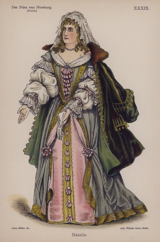 ناتالي ، من Der Prinz von Homburg (أمير Homburg) بواسطة Heinrich von Kleist (Color litho) بواسطة المدرسة الألمانية