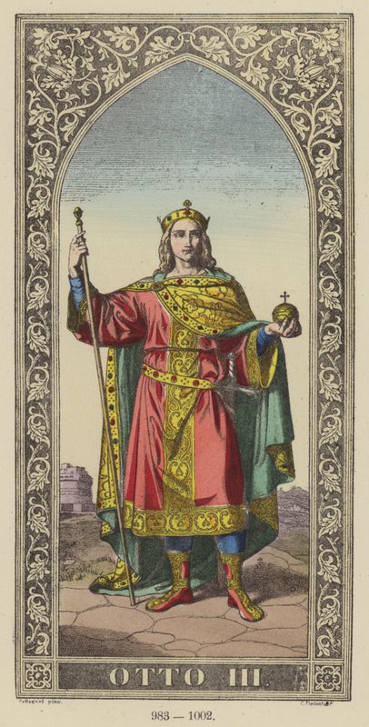 Otto III, 983-1002 (coloured engraving) بواسطة المدرسة الألمانية