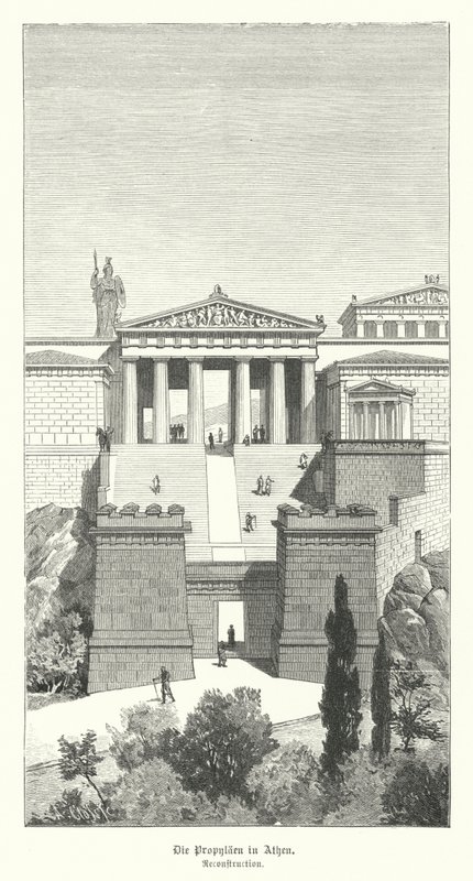 Propylaea, entrance to the Acropolis of Athens, Ancient Greece (engraving) بواسطة المدرسة الألمانية