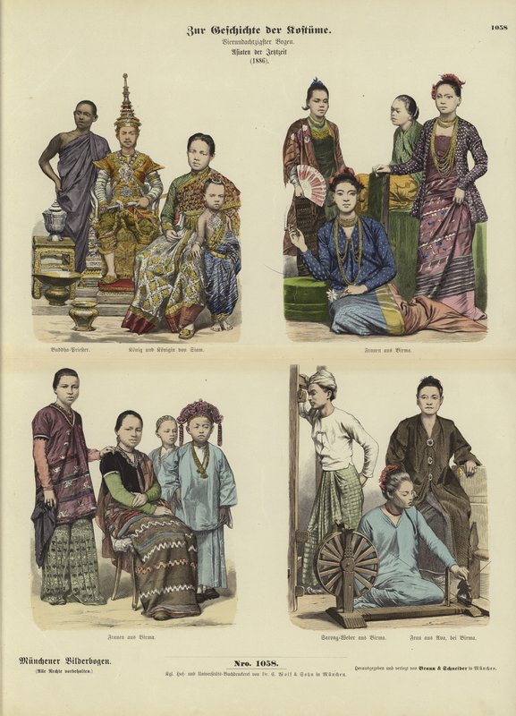 أزياء سيامية وبورمية ، 1886 بواسطة المدرسة الألمانية