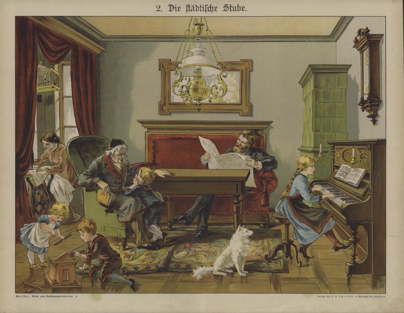 Sitting room in town (colour litho) بواسطة المدرسة الألمانية