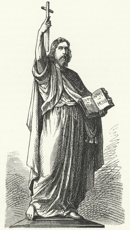 Statue of St Boniface (c675-754), Anglo-Saxon missionary to the Germanic parts of the Frankish Empire, in Fulda (engraving) بواسطة المدرسة الألمانية