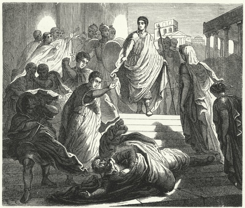 Tarquinius Superbus اغتال والد زوجته ، Servius Tullus ، للمطالبة بالعرش الروماني (نقش) بواسطة المدرسة الألمانية