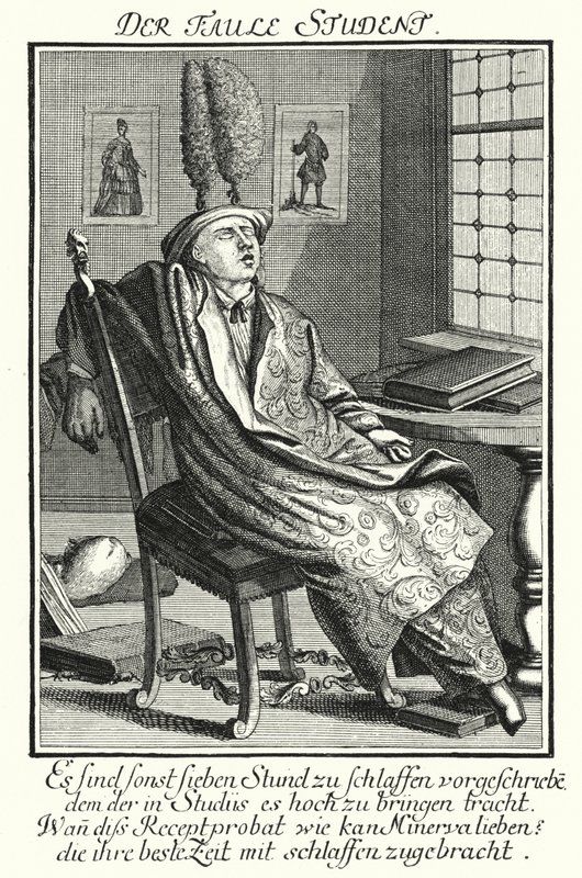 The Lazy Student (engraving) بواسطة المدرسة الألمانية