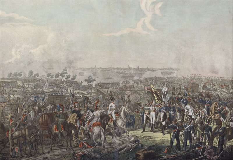 أمير شوارزنبرج ينقل أخبار النصر في معركة لايبزيغ إلى الحلفاء مساء 18 أكتوبر 1813 بواسطة المدرسة الألمانية