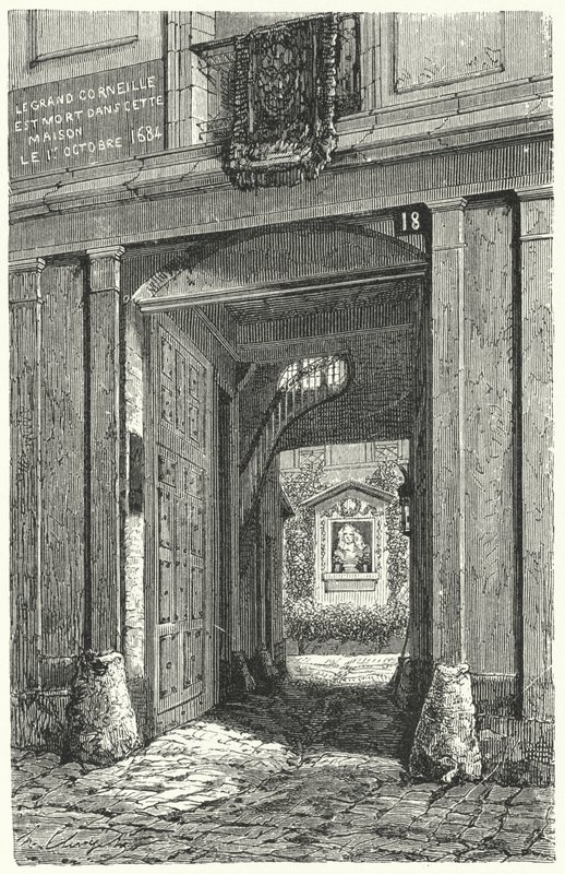 المنزل في باريس حيث توفي الكاتب المسرحي الفرنسي بيير كورنيل عام 1684 (نقش) بواسطة المدرسة الألمانية