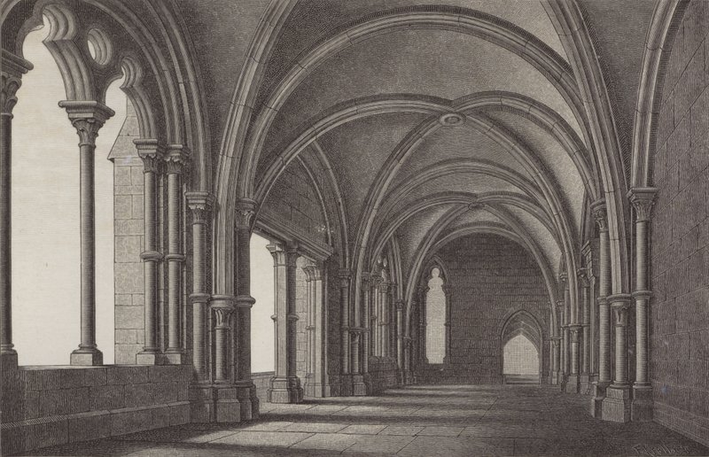 The lobby at Maulbronn Monastery, Baden-Wurttemberg, Germany (engraving) بواسطة المدرسة الألمانية