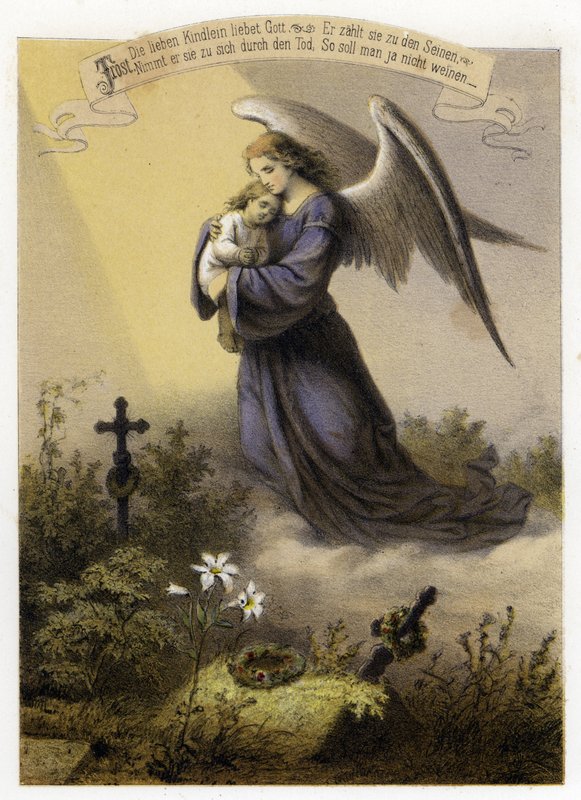 The love of God for a dead child (colour litho) بواسطة المدرسة الألمانية