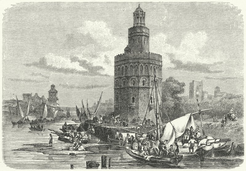 Torre del Oro, Seville, Spain (engraving) بواسطة المدرسة الألمانية