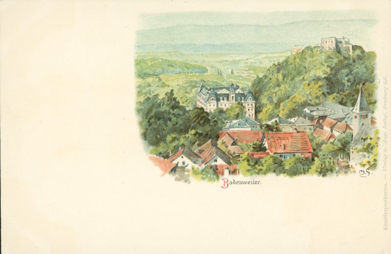 منظر لمدينة Badenweiler ، ألمانيا (Chromolitho) بواسطة المدرسة الألمانية