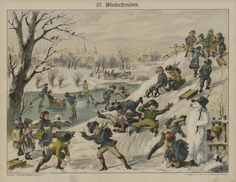 Winter amusements (colour litho) بواسطة المدرسة الألمانية