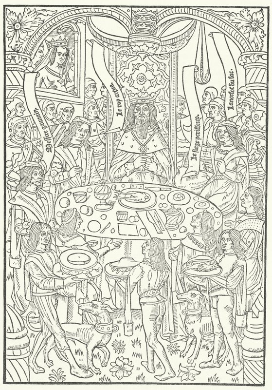 نقش خشبي من الإصدار الأول من Lancelot du Lac ، طُبع في روان بواسطة جان لو بورجوا عام 1488 (نقش) بواسطة المدرسة الألمانية